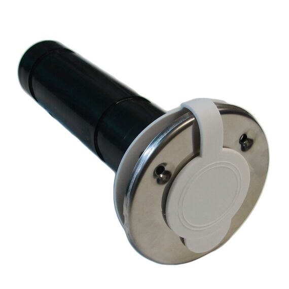 Porta Varas / Caniço Embutir Reto em ABS Premium c/ Tampa Branca + Acabamento em Inox