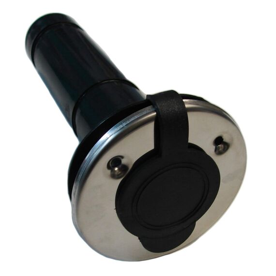 Porta Varas / Caniço Embutir Reto em ABS Premium c/ Tampa Preta + Acabamento em Inox