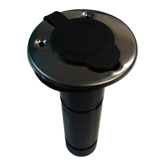 Porta Varas / Caniço Embutir Reto em ABS Premium c/ Tampa Preta + Acabamento em Inox