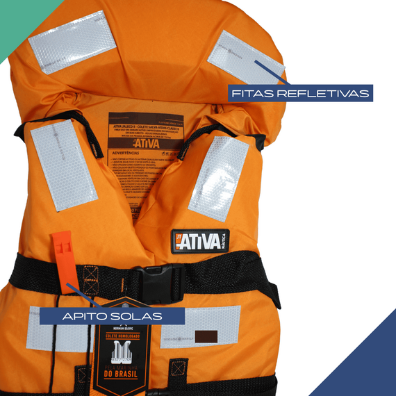 Colete Salva-Vidas Classe II - Jaleco - Tamanho G - Ativa - Homologado