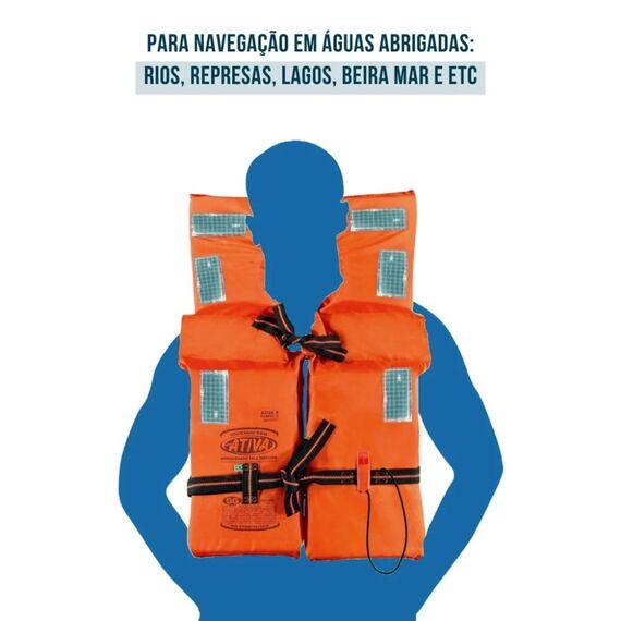 Colete Salva-Vidas Classe II - Tamanho G - Ativa - Homologado