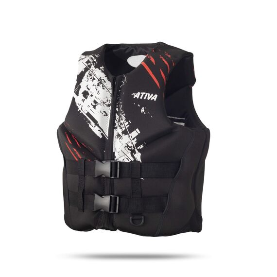 Colete Salva-Vidas Esportivo - Tamanho P - Ativa 55 - Neoprene Preto/Vermelho