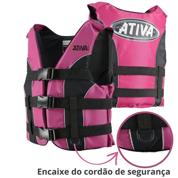 Colete Salva-Vidas Esportivo - Tamanho P - Ativa 55 - Rosa
