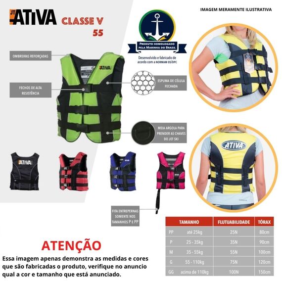 Colete Salva-Vidas Esportivo - Tamanho P - Ativa 55 - Verde