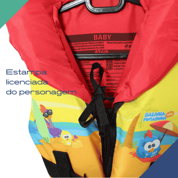 Colete Salva-Vidas Infantil Baby - Galinha Pintadinha PRAIA - Ativa - Homologado