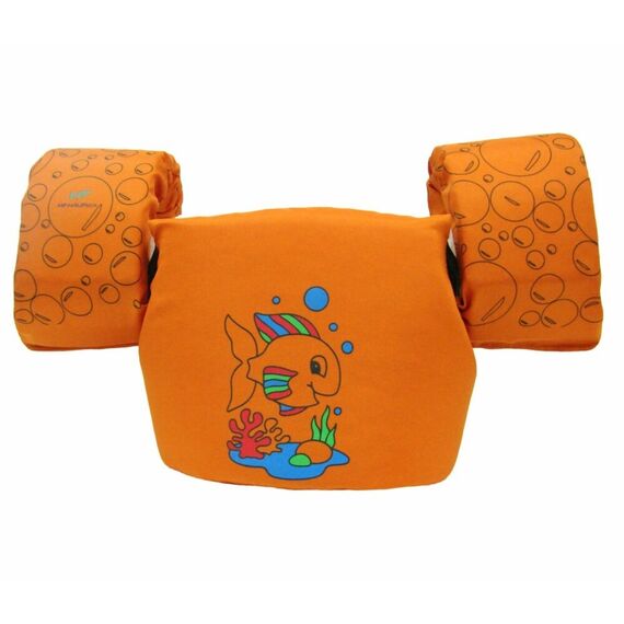 Colete Salva-Vidas Infantil Kids - Tamanho P - Mar & Cia - Laranja - Peixe
