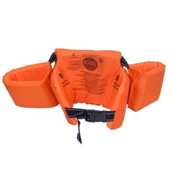 Colete Salva-Vidas Infantil Kids - Tamanho P - Mar & Cia - Laranja - Peixe