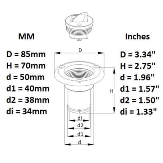 Bocal de Abastecimento em ABS c/ Trava de Segurança - Branco/Azul - Água Doce