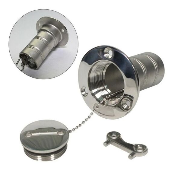 Bocal de Abastecimento em Inox c/ Trava de Segurança e Chaveta - Gasolina - 2 pol