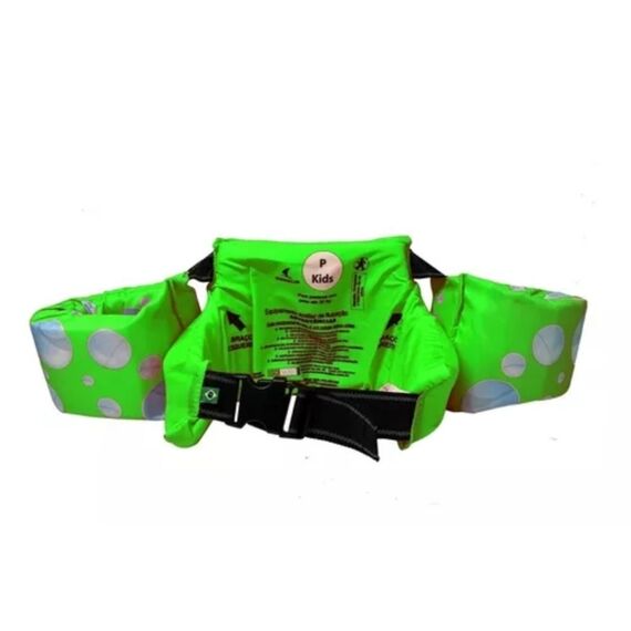 Colete Salva-Vidas Infantil Kids - Tamanho P - Mar & Cia - Verde - Navio