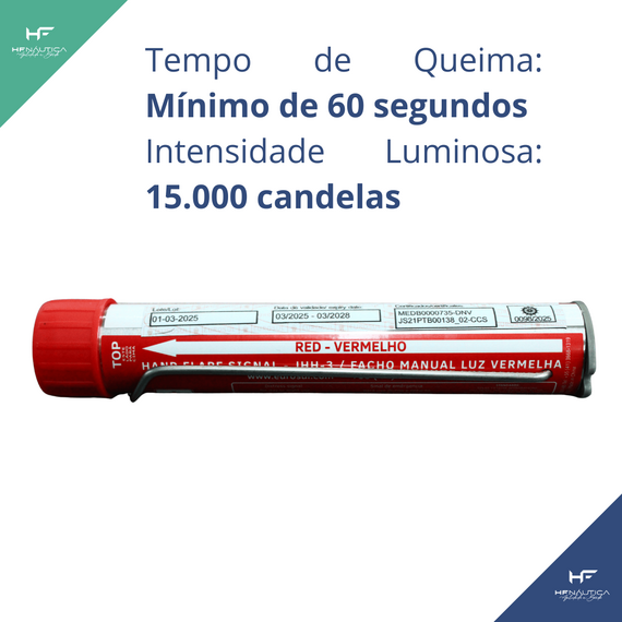 Facho Manual Luz Vermelha - Navegação em Águas Costeiras - Mar Aberto - EUROSUL