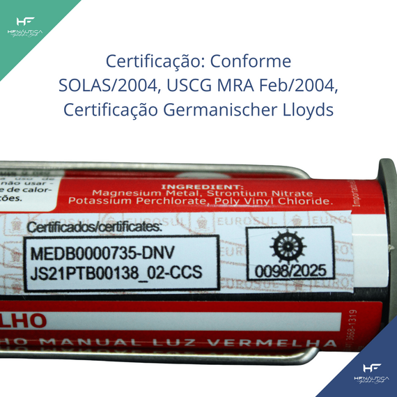 Facho Manual Luz Vermelha - Navegação em Águas Costeiras - Mar Aberto - EUROSUL