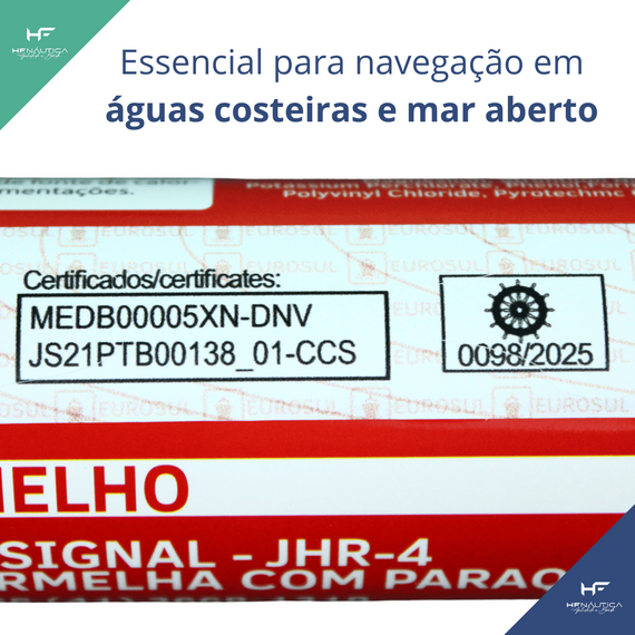 Foguete Manual Estrela Vermelha com Paraquedas - Navegação em Águas Costeiras - Mar Aberto - EUROSUL