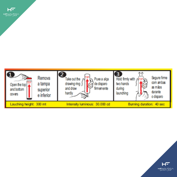 Foguete Manual Estrela Vermelha com Paraquedas - Navegação em Águas Costeiras - Mar Aberto - EUROSUL