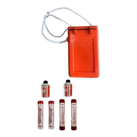 Kit Sinalizador Pirotécnico c/ Maleta INDIOS - Navegação em Águas Costeiras - Mar Aberto - 2 un. de cada