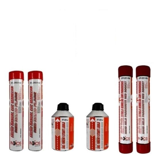Kit Sinalizador Pirotécnico c/ Maleta INDIOS - Navegação em Águas Costeiras - Mar Aberto - 2 un. de cada
