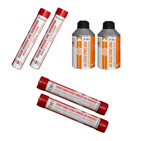 Kit Sinalizador Pirotécnico s/ Maleta - Navegação em Águas Costeiras - Mar Aberto - 2 un. de cada