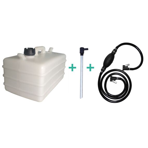 Tanque de Combustível p/ Embarcações c/ Pescador - Branco - 28 litros + Mangueira Johnson