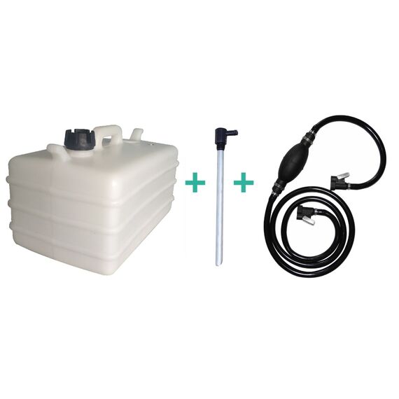 Tanque de Combustível p/ Embarcações c/ Pescador - Branco - 28 litros + Mangueira Yamaha