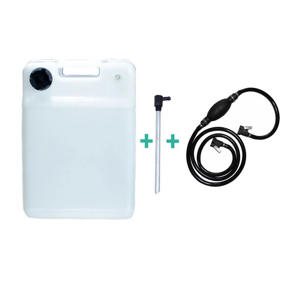 Tanque de Combustível p/ Embarcações c/ Pescador + Mangueira Johnson - Vertical Branco - 30 litros