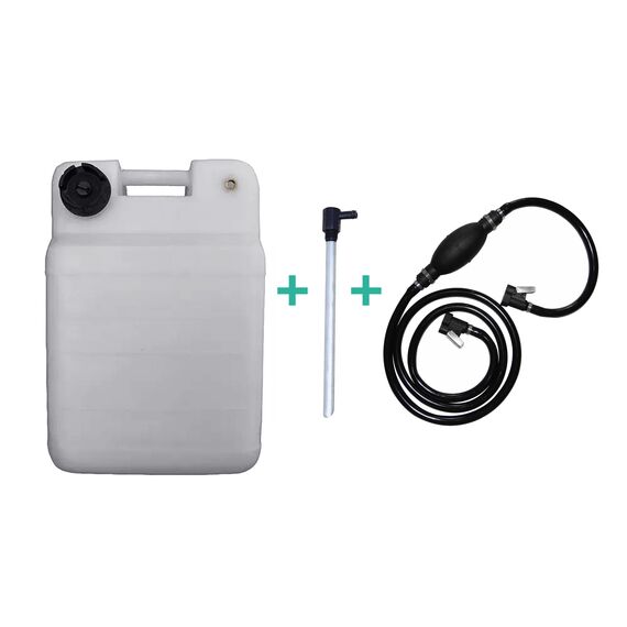 Tanque de Combustível p/ Embarcações c/ Pescador + Mangueira Yamaha - Vertical Branco - 30 litros