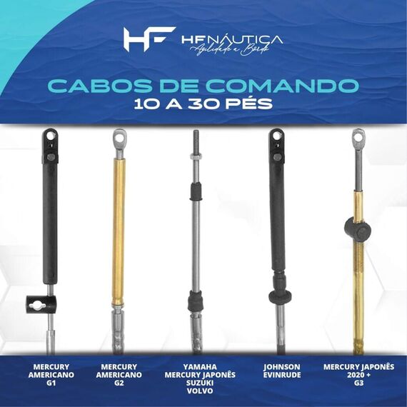 Cabo de Comando p/ Manete de Aceleração e Marcha - 20 pés Teleflex - OMC/Johnson/Evinrude