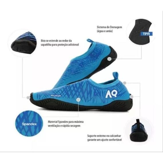 Sapatilha Aquática Multiesportiva 29cm 43/44 - Aqurun - Azul