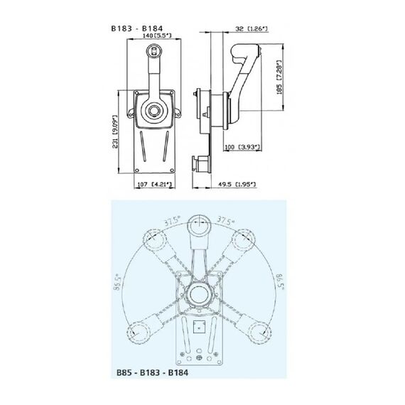 Manete De Comando a Distância Lateral Simples c/ Função Trim - B184