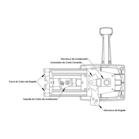 Manete De Comando a Distância Sincronizada Aceleração e Marcha - s/ Power Trim, c/ Corta Corrente