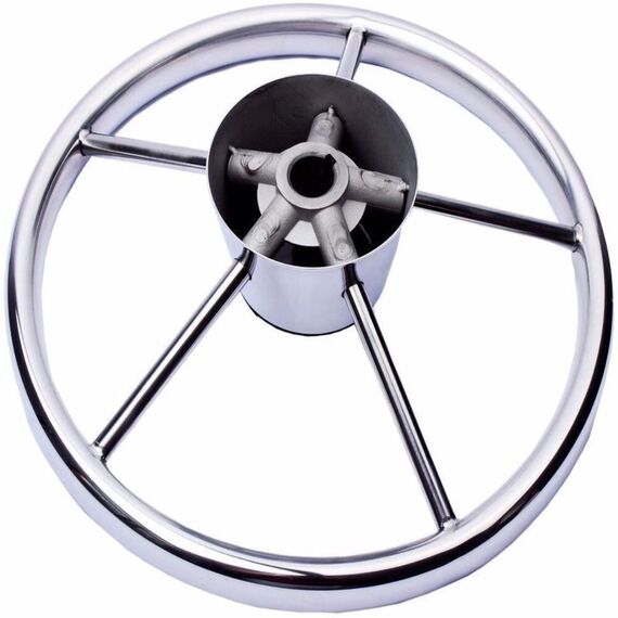 Volante Náutico em INOX c/ Acabamento Central em Bakelite - 398mm