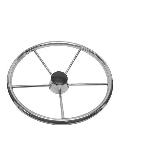 Volante Náutico em INOX c/ Acabamento Central em Bakelite - 398mm ou 15-1/2 POL