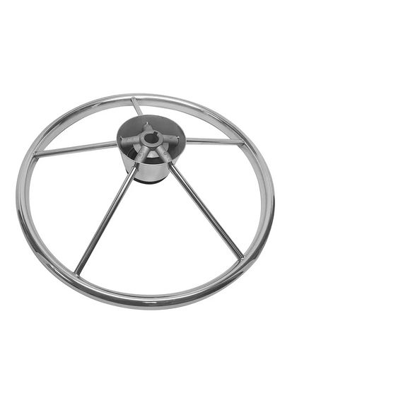 Volante Náutico em INOX c/ Acabamento Central em Bakelite - 398mm ou 15-1/2 POL
