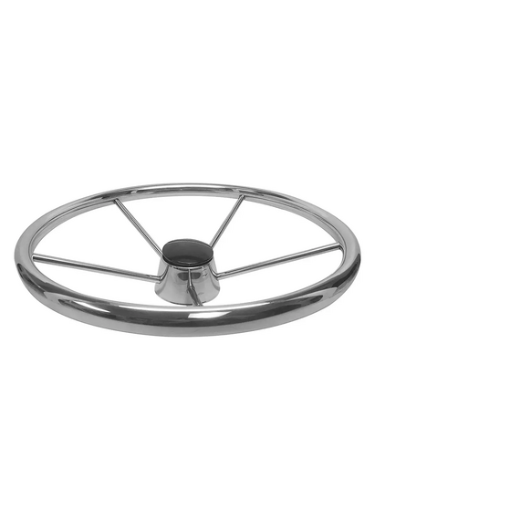 Volante Náutico em INOX c/ Acabamento Central em Bakelite - 398mm ou 15-1/2 POL