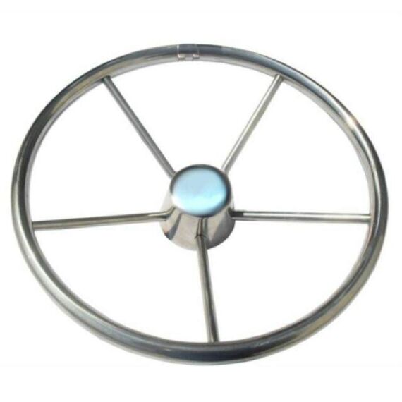 Volante Náutico em INOX c/ Acabamento Central em Inox - 343mm