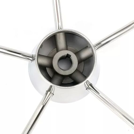 Volante Náutico em INOX c/ Grip Emborrachado Cinza - 398mm