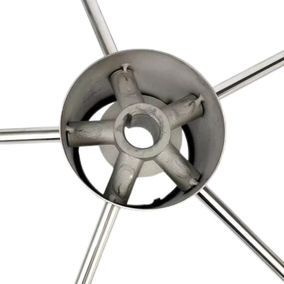 Volante Náutico em INOX c/ Grip Emborrachado Cinza - 398mm