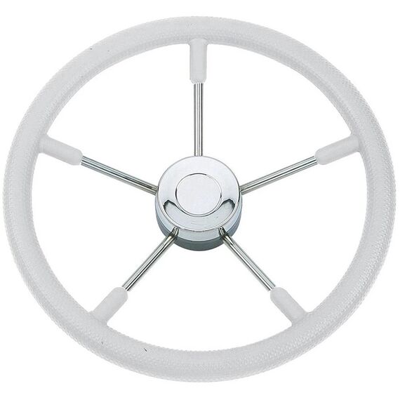 Volante Náutico em Poliuretano Branco c/ Raios em Inox - 350mm