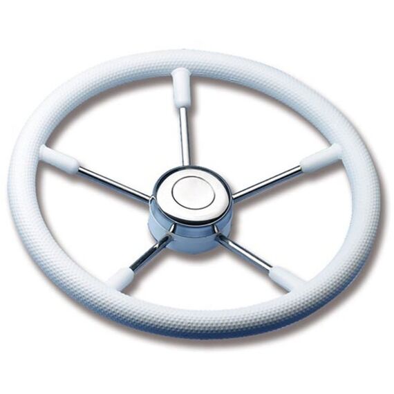 Volante Náutico em Poliuretano Branco c/ Raios em Inox - 350mm