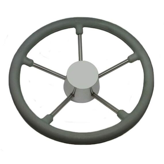 Volante Náutico em Poliuretano Cinza c/ Centro e Raios em Inox - 300mm