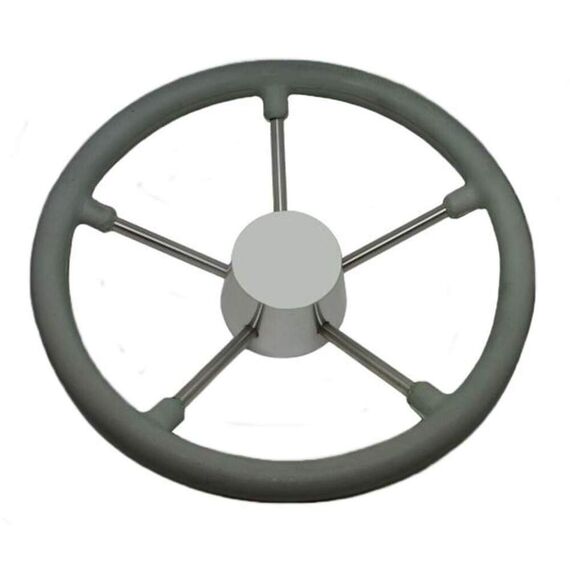 Volante Náutico em Poliuretano Cinza c/ Centro e Raios em Inox - 350mm