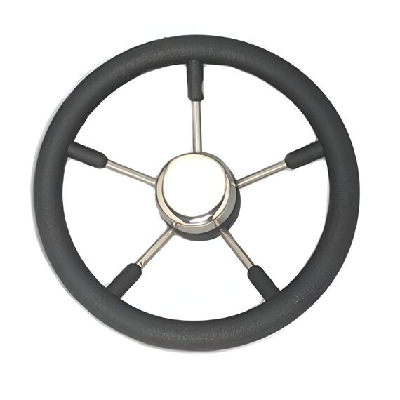 Volante Náutico em Poliuretano Cinza c/ Raios em Inox - 350mm