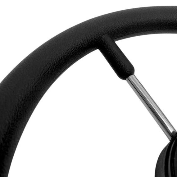 Volante Náutico em Poliuretano Preto c/ Raios em Inox - 350mm