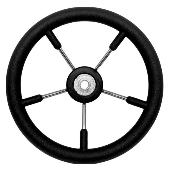 Volante Náutico em Poliuretano Preto c/ Raios em Inox - 350mm