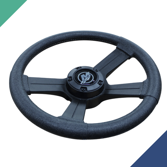 Volante Náutico Emborrachado Mercury 330mm - Preto