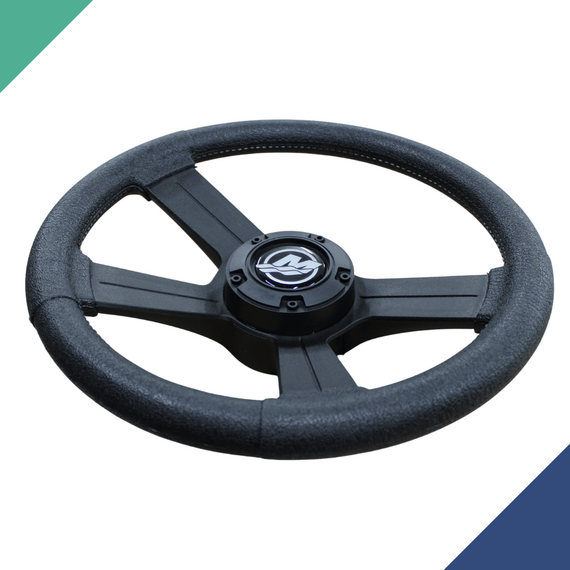 Volante Náutico Emborrachado Mercury 330mm - Preto