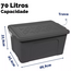 Container / Caixa Organizadora Plástica Universal c/ Tampa - 70 litros - Preta