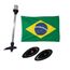 Kit Iluminação em LED c/ Mastro - A: 40cm + Olho de Tubarão + Bandeira do Brasil - Preto