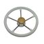 Volante Náutico em Poliuretano Branco c/ Centro em Madeira e Raios em Inox - 300mm