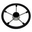 Volante Náutico em Poliuretano Preto c/ Centro e Raios em Inox - 350mm