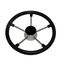 Volante Náutico em Poliuretano Preto c/ Centro Preto e Raios em Inox - 300mm